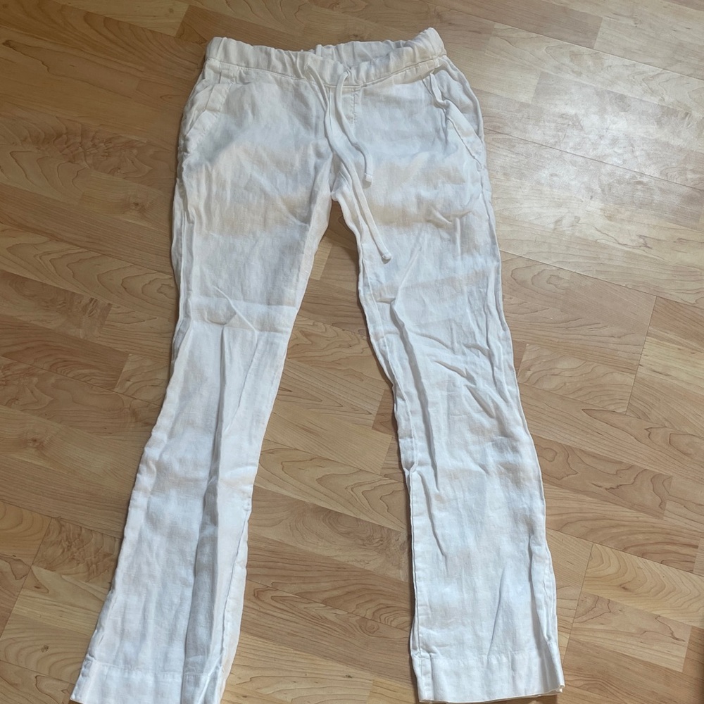 James Peres white linen pants